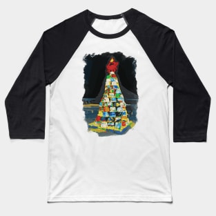 Crab Basket Christmas Tree with Lights in Watercolor Baseball T-Shirt